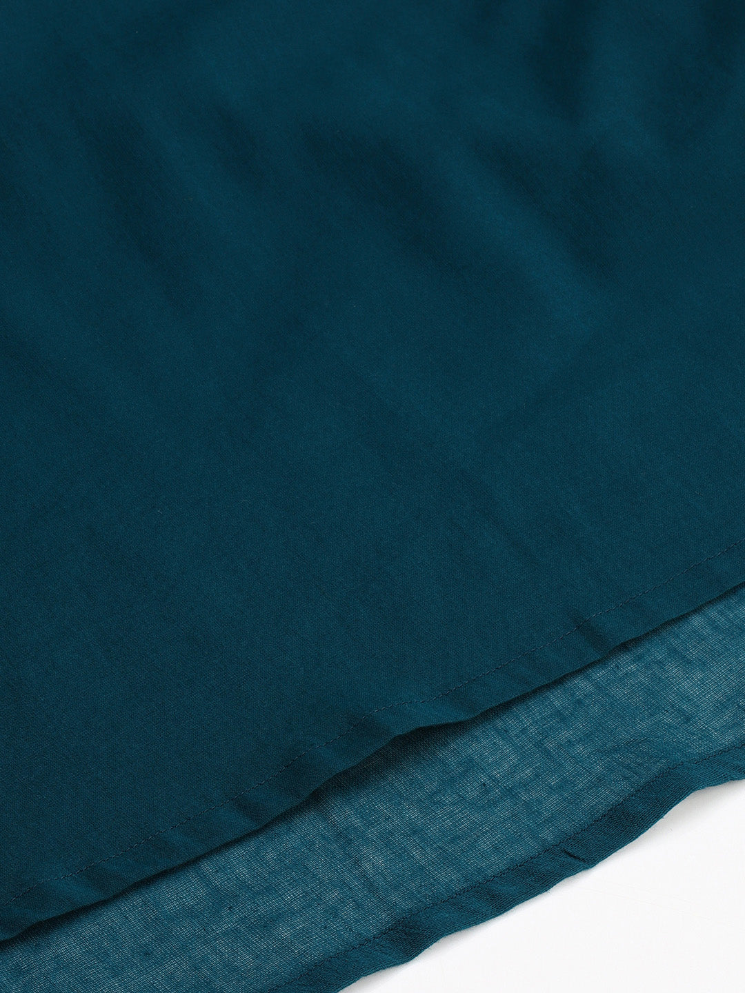 Teal Cotton Solid A-line Western Dress Janasya Gold