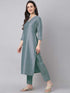 Ice Blue Chinnon Embroidered Regular Kurta Set