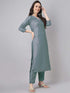 Ice Blue Chinnon Embroidered Regular Kurta Set