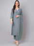 Ice Blue Chinnon Embroidered Regular Kurta Set