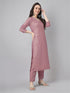 Mauve Chinnon Embroidered Regular Kurta Set