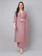 Mauve Chinnon Embroidered Regular Kurta Set