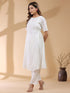 Off White Dobby Pure Cotton Self Design A-line Kurta Pant Set
