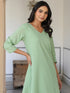 Green Dobby Pure Cotton Self Design A-line Kurta with Cullote Pant Set