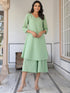 Green Dobby Pure Cotton Self Design A-line Kurta with Cullote Pant Set