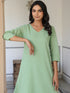 Green Dobby Pure Cotton Self Design A-line Kurta with Cullote Pant Set
