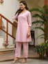 Light Pink Dobby Pure Cotton Self Design A-line Co-ord Set