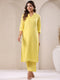 Yellow Dobby Pure Cotton Self Design Straight Kurta Pant Set