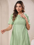 Green Dobby Pure Cotton Self Design A-line Kurta Pant Set
