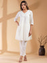 Off White Dobby Pure Cotton Self Design A-line Co-ords Set