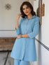Light Blue Cotton Solid A-line Co-ord Set