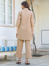 Beige Cotton Solid A-line Co-ord Set