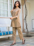 Beige Cotton Solid A-line Co-ord Set