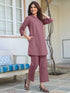 Mauve Cotton Solid A-line Co-ord Set