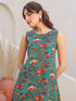 Green Rayon Floral Printed A-line Kurta With Culotte Pant Set