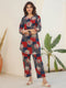 Navy Blue Pure Cotton Geometric Printed Straight Co-ord Set