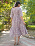 Lavender Pure Cotton Floral Printed Tiered Dress