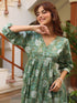 Sage Green Pure Cotton Floral Printed A-line Dress