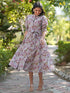 Light Grey Pure Cotton Floral Printed A-line Dress