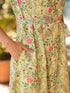 Light Green Georgette Floral Printed A-line Dress
