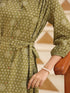 Olive Green Pure Cotton Floral Printed A-line Dress