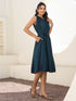 Teal Blue Rayon Solid A-line Dress