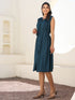 Teal Blue Rayon Solid A-line Dress