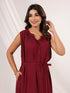 Janasya Women's Maroon Rayon Solid A-line Dress