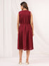 Janasya Women's Maroon Rayon Solid A-line Dress