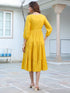 Yellow Rayon Solid Tiered Dress