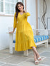 Yellow Rayon Solid Tiered Dress