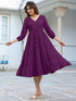 Purple Rayon Solid Tiered Dress