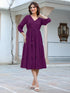 Purple Rayon Solid Tiered Dress