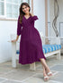 Purple Rayon Solid Tiered Dress