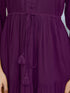 Purple Rayon Solid Tiered Dress