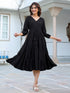 Black Rayon Solid Tiered Dress