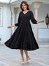 Black Rayon Solid Tiered Dress