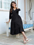 Black Rayon Solid Tiered Dress