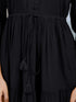 Black Rayon Solid Tiered Dress