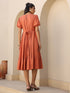 Rust Rayon Solid Tiered Dress