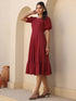 Maroon Rayon Solid A-line Dress