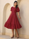 Maroon Rayon Solid A-line Dress