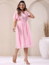 Light Pink Dobby Chiffon Self Design A-line Dress