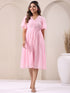 Light Pink Dobby Chiffon Self Design A-line Dress