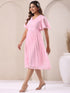 Light Pink Dobby Chiffon Self Design A-line Dress