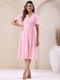 Light Pink Dobby Chiffon Self Design A-line Dress