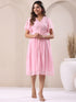 Light Pink Dobby Chiffon Self Design A-line Dress