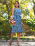 Blue Pure Cotton Abstract Printed A-line Dress