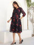 Black Georgette Floral Printed Tiered Dress