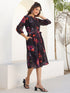 Black Georgette Floral Printed Tiered Dress